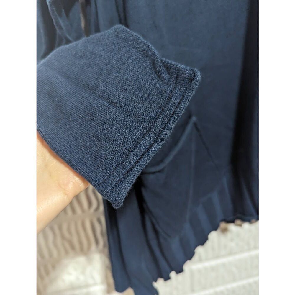 Planet Womens Blue Raglan Sleeves Wide Box Pleat Bottom V-Neck Sweater One Size - Picture 8 of 8